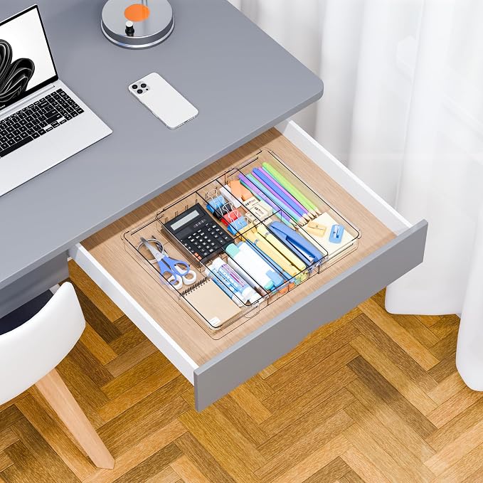Yieach Expandable Desk Drawer Organizer Tray, 1.8 Inch High Junk Drawer - Image 9