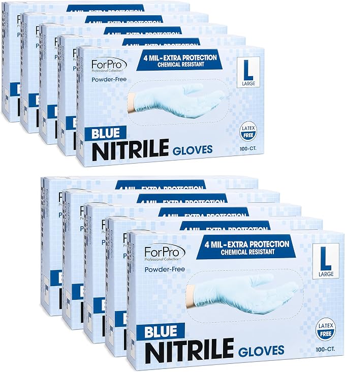 ForPro Disposable Nitrile Gloves, Chemical Resistant, Powder-Free, Latex-Free by ForProProfessionalCollection