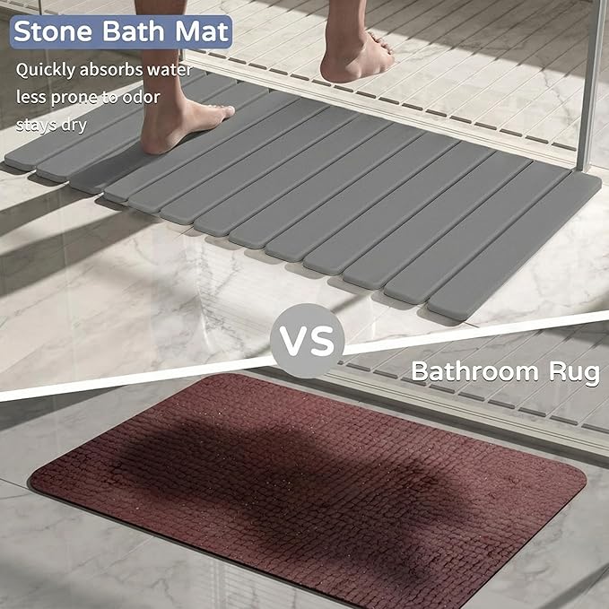 Large Stone Bath Mat 31.5 x 19.7in, Diatomaceous Earth Mat - Image 7