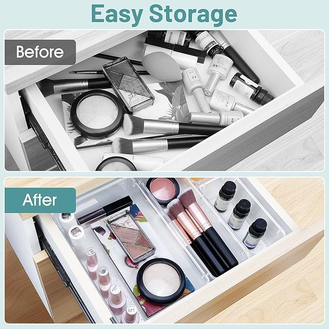 25 PCS Clear Plastic Drawer Organizer, Makeup Organizers and Storage Bins | 4 - Image 4