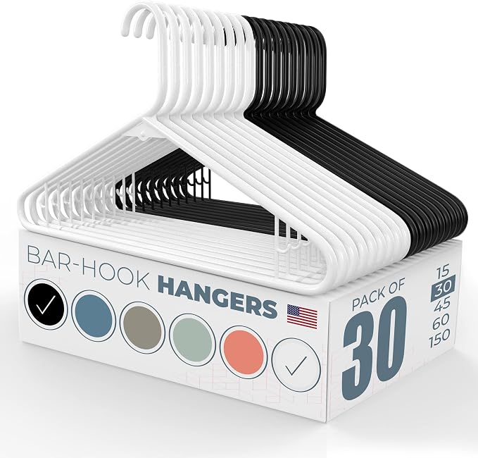 Plastic Hangers 30 Pack – Made in the USA – 6lb Capacity Standard Clothes by NeatiesHangers