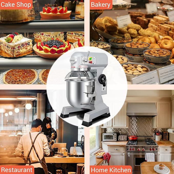 20QT Commercial Planetary Stand Mixer, Heavy Duty Dough Mixer with 60-Min Timer & Splatter Guard, 3 Speeds for Kneading, Creaming, Whipping, for Bakery, Pizzeria, Restaurant