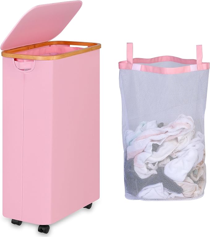 iEGrow 75L Laundry Basket with Wheels, Clothes Hamper by iEGrow