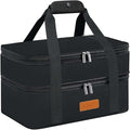 LHZK Double Insulated Casserole Carrier, Expandable Casserole Carriers for Hot or Cold Food, Insulated Food Carrier for Travel, Parties, Picnic, Fits 11 x 15 or 9 x 13 Baking Dish (Black)