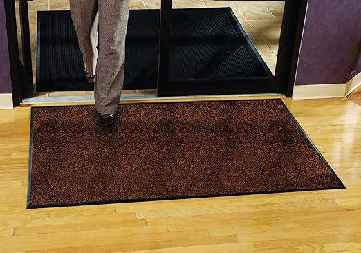 Guardian Platinum Series Indoor Wiper Floor Mat, Rubber with Nylon Carpet, 3'x7', Brown