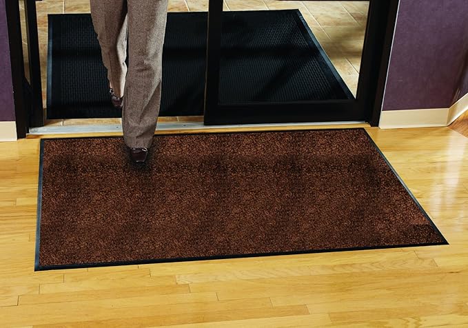Guardian Platinum Series Indoor Wiper Floor Mat, Rubber with Nylon Carpet, 4'x9', Brown