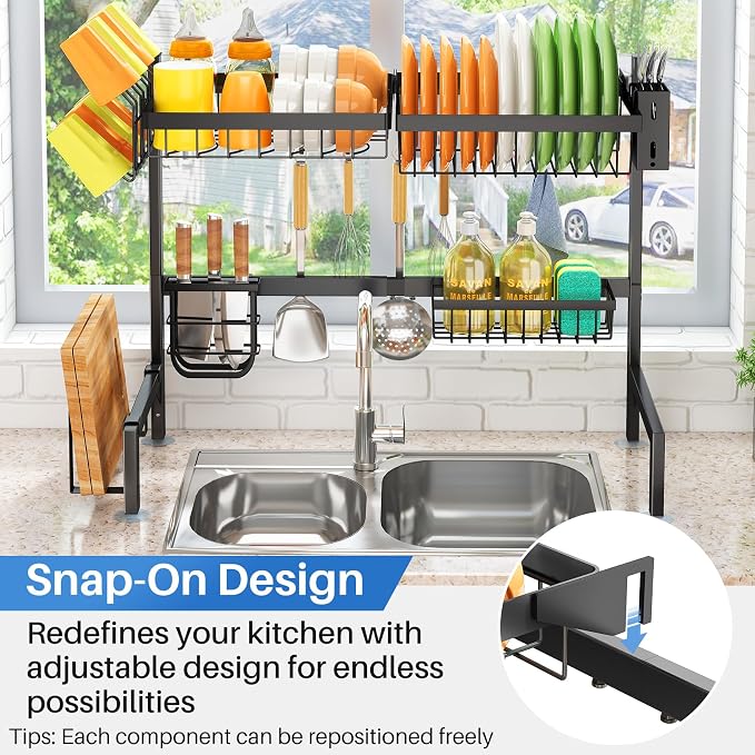 SNTD Over The Sink Large Dish Drying Rack, 26.8"-34.6", Rust-Resistant - Image 5