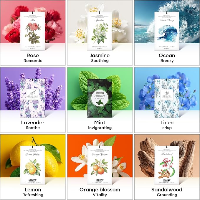 MYARO 12 Pack Peppermint Scented Sachets, Closet Deodorizer Car Freshener - Image 8