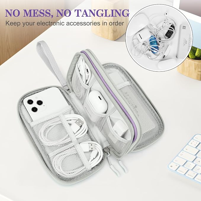 FYY Electronic Organizer, Travel Tech Pouch, Cable Organizer Light Purple | - Image 5