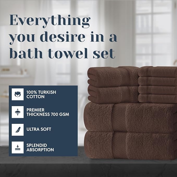 White Classic Luxury Bath Towel Set of 8 Pieces - Image 2