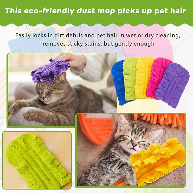 Zubebe 15 Pcs Reusable Duster Refills Fleece, Dark Color | Soft Polyester Fiber - Image 4