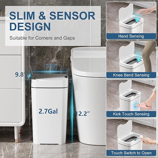 Vanpopubs 2 Pack 2.7 Gal Bathroom Trash Can - Image 3