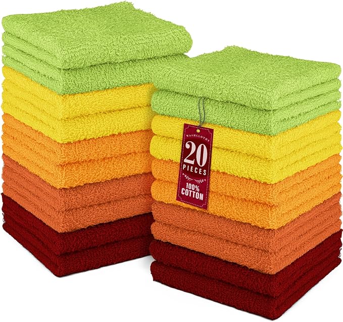 DecorRack 100% Cotton Washcloths 12x12 in by DecorRack