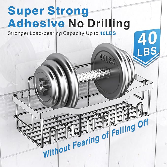 EUDELE 5-Pack Adhesive Shower Caddy Organizer, Large Capacity Rustproof - Image 4