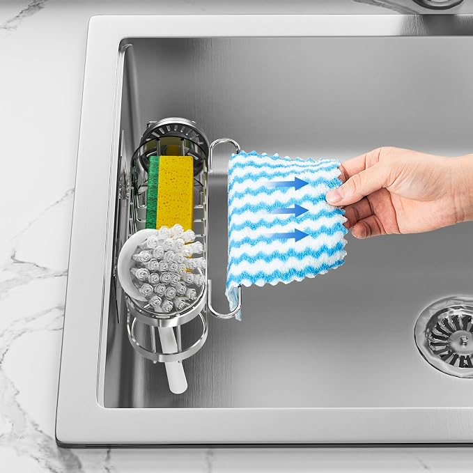 Cisily Kitchen Sink Caddy Sponge Holder in The Sink, Stainless Steel Kitchen - Image 4