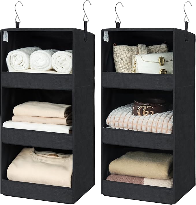 GRANNY SAYS 3-Shelf Hanging Closet Organizer, Foldable Storage, No-Sag Support by GRANNYSAYS