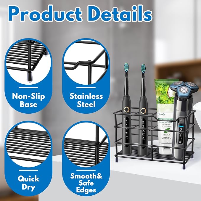 Electric Toothbrush Holders for Bathrooms 304 Stainless Steel Quick Drying | - Image 7