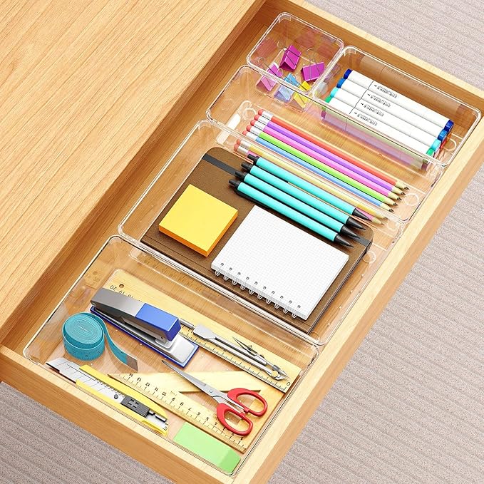 Manalete 65 Pcs Clear Plastic Drawer Organizer, Makeup & Vanity Organizer | - Image 4