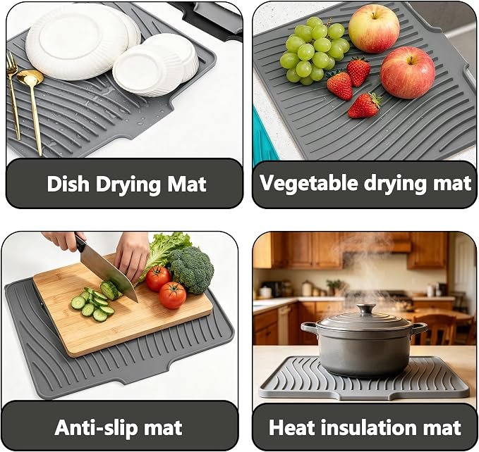 Silicone Dish Drying Mat, 15.7"*13"Dish Drying Pad, Kitchen Accessories - Image 7
