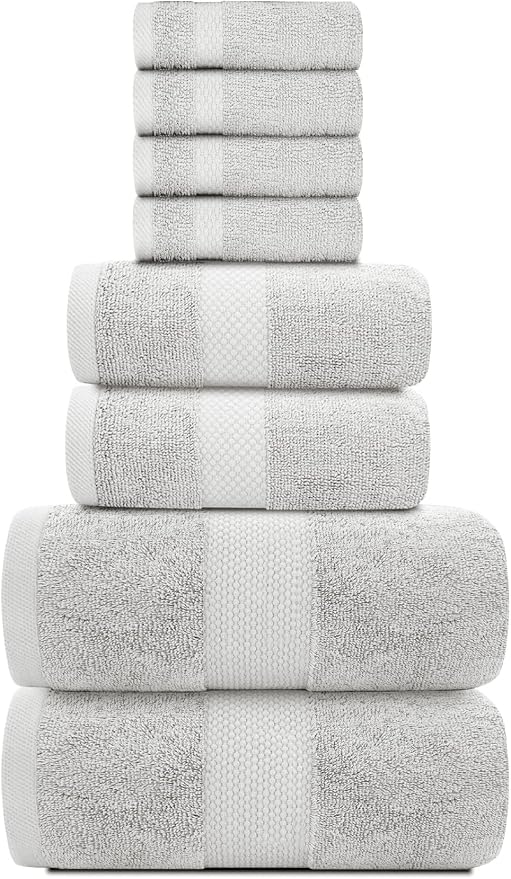 White Classic Luxury Bath Towel Set of 8 Pieces - Image 2