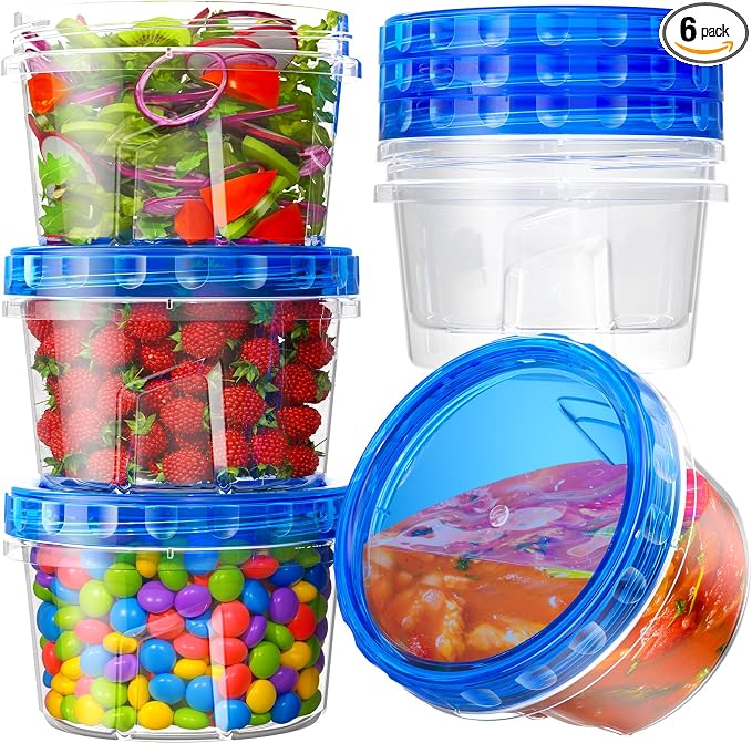 BiuLeon 6 Pack-17oz Freezer Storage Containers, Plastic Food Storage Containers by Unknown
