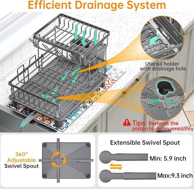 2 Tier Large Detachable Dish Drying Rack - Image 4