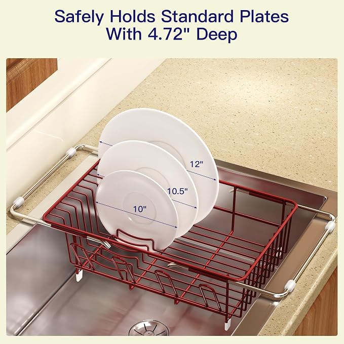 Red Dish Drying Rack Over The Sink - Image 8
