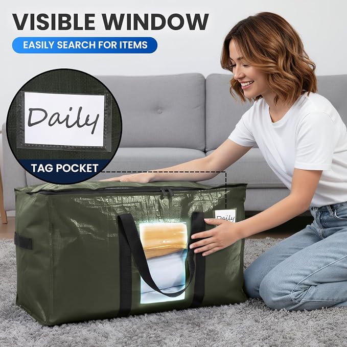 TAILI 8 Pack Green Extra Large Moving Bags, Storage Bag - Image 5