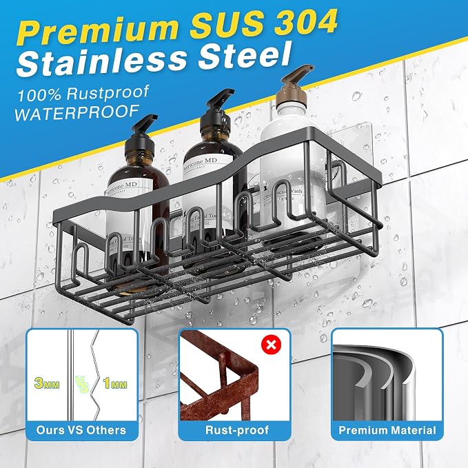 Shower Caddy 5 Pack, Adhesive Shower Organizer - Image 5