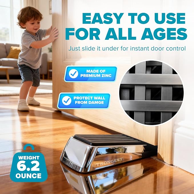 Heavy Duty Door Stopper Wedge | Non-Slip Rubber and Metal Door Stop - Image 3