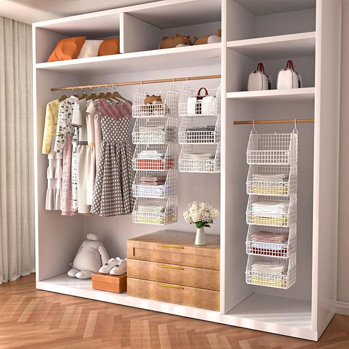 PUPPYCUTE Hanging Closet Organizer and Storage, Clothes Hanging Shelves Wire - Image 3