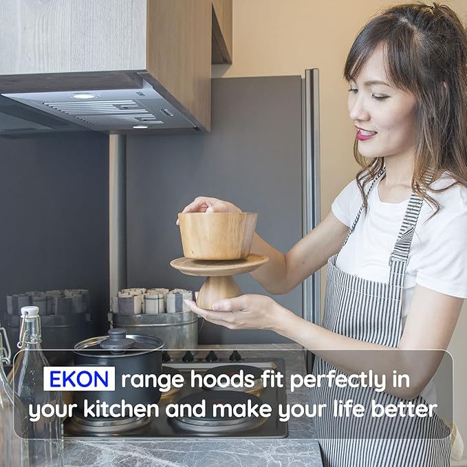 Range Hood Insert, EKON NAB01-30IN 900CFM Built-in Range Hoods Ducted/Ductless with 4-Speed Soft Touch Panel Control/Dishwasher-safe Filters, Kitchen Hoods for Over Kitchen Stove