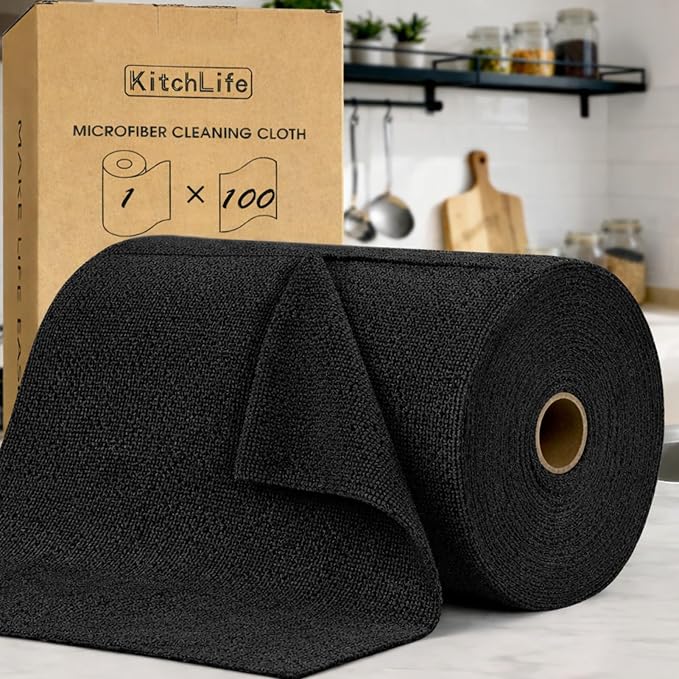 KitchLife Microfiber Cleaning Cloth Roll, 100 Pack by OverDoorHooksKitchenSupplies