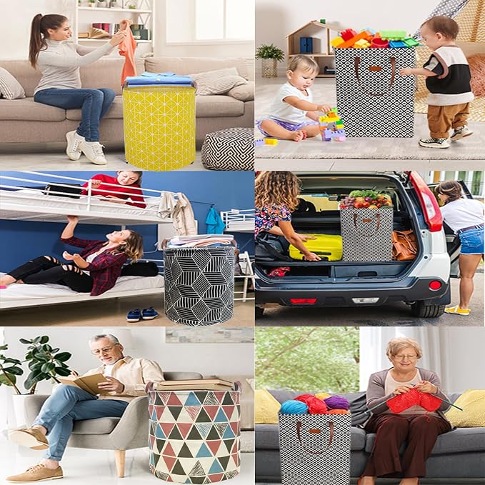 Waterproof Laundry Hamper Collapsible Laundry Basket Leather Handle Laundry Bag - Image 7