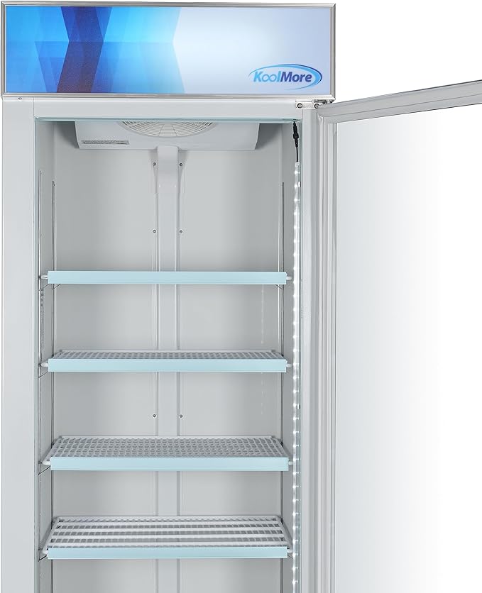KoolMore 31 in. Commercial One Glass Door Display Upright Freezer Merchandiser in White 23 Cu. Ft. (MDF-1GD-23C-WH)