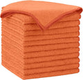 AIDEA Orange Microfiber Cleaning Cloth-12PK, Cleaning Rags 12"x12" Reusable | by AIDEAHOME