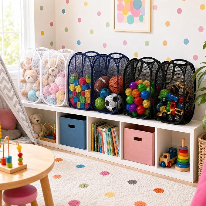 6 Pcs Handy Laundry Collapsible Mesh Foldable Hampe | Popup Laundry Basket - Image 2