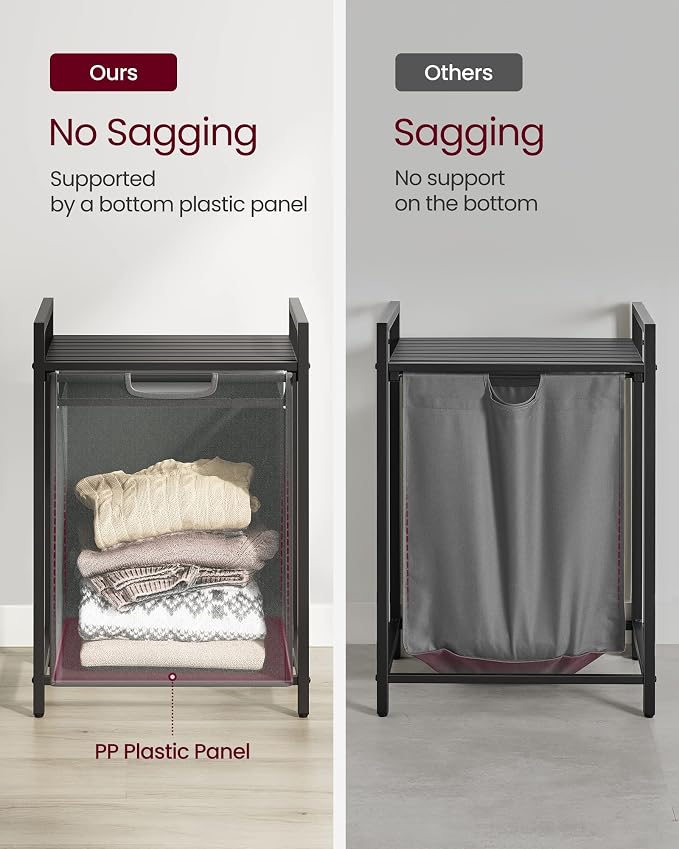 VASAGLE Laundry Hamper with Shelf, 1 Pull-Out Bag, 17.2 Gallons - Image 7