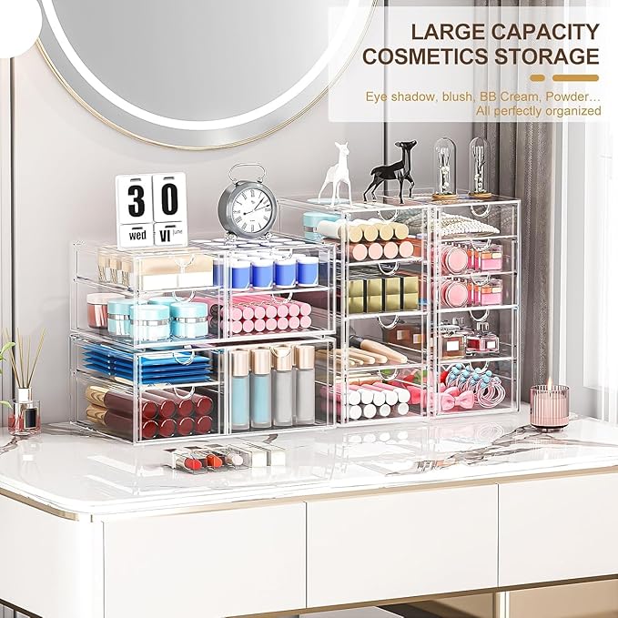 4-Pack Acrylic 16-Drawer Storage & Makeup Organizer - Image 3