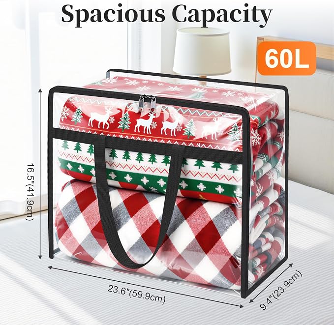 SpaceTrove Clear Storage Bags, foldable waterproof moving bags store comforters - Image 2