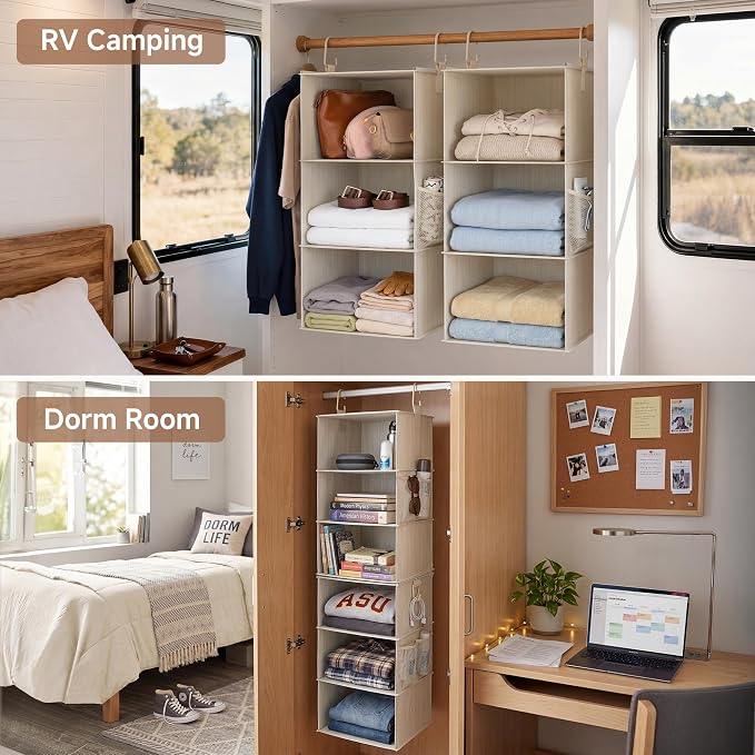 StorageWorks 6-Shelf Closet Organizers, Two 3-Shelf Separable Hanging Shelves - Image 9