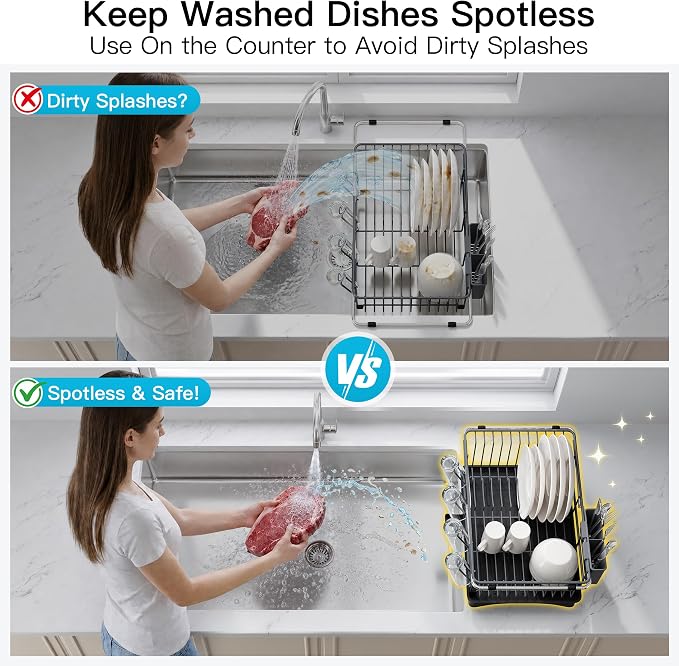 JASIWAY Gray Dish Drying Rack in Sink - Image 4