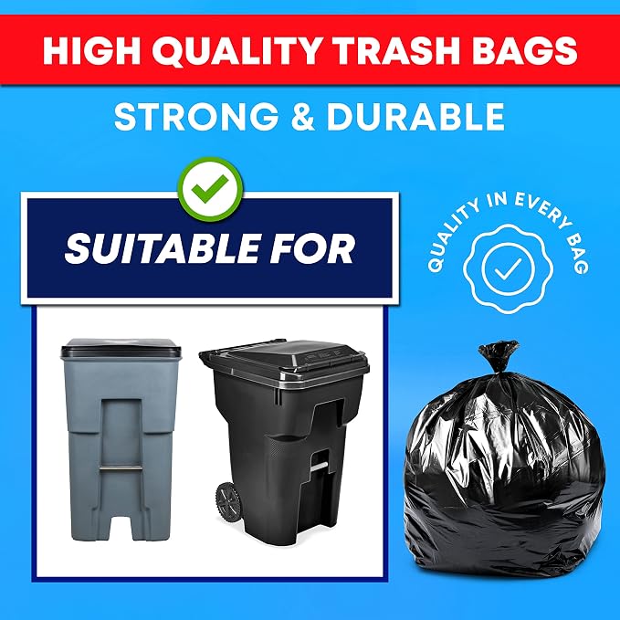 Tasker Contractor Garbage Bags 55 Gallon, 3 Mil Black Contractor Garbage Bag - Image 4