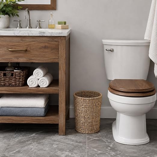 Coeusy Wicker Trash Can, Seagrass Waste Basket - Image 2
