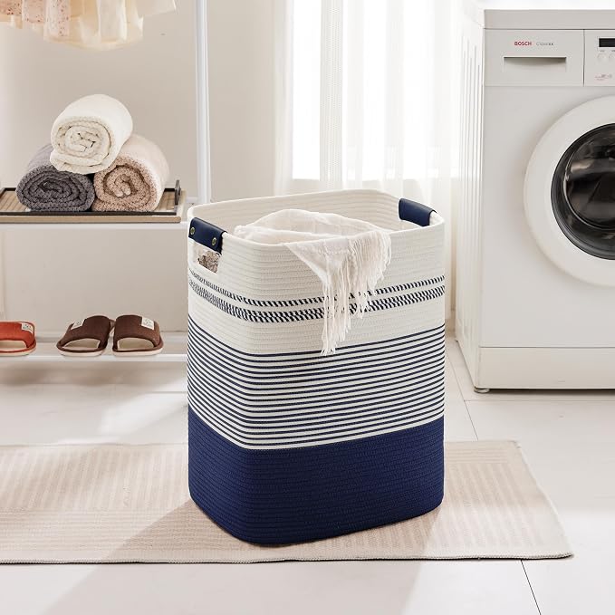 85L Tall Woven Laundry Basket Hamper - Image 3