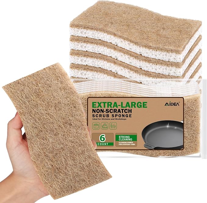 AIDEA XL Sponges Kitchen-6Count, Non-Scratch Scrub Sponge by AIDEAHOME