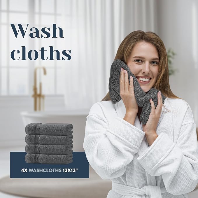 White Classic Luxury Bath Towel Set of 8 Pieces - Image 7