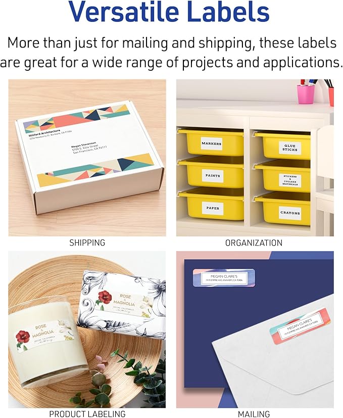 Avery Easy Peel Printable Address Labels with Sure Feed, 1" x 2-5/8" Customizable Stickers, White, 1,500 Blank Mailing Labels, Great for Mailing, Shipping, and More (08160) (Pack of 10)