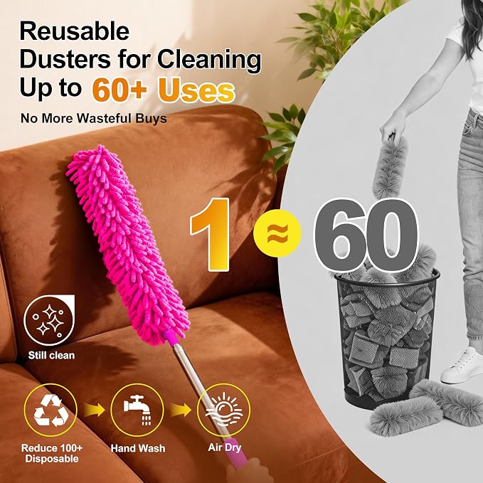 Tiumso 5-in-1 Duster with Extension Pole 100 inch Extendable Dusters - Image 4