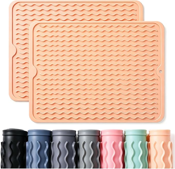 CAKETIME 2 Pack Silicone Dish Drying Mat by CAKETIME